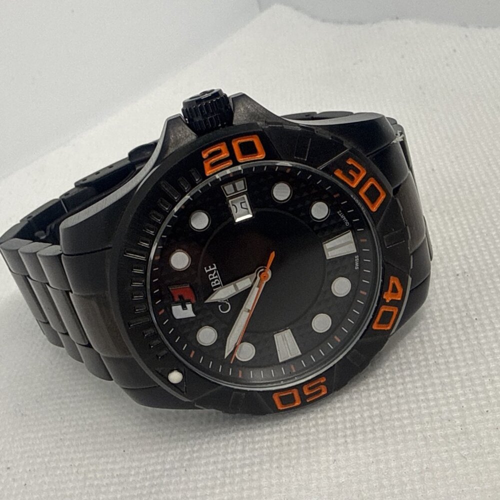 Calibre Akron Men's Black IP Steel Black Dial Quartz Date Dive Watch - Picture 11 of 15